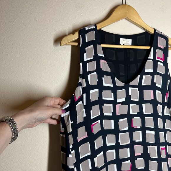 Kate Spade Abstract Sweets Geometric Top Womens Size 12 Lined Crepe Shirt Office - Picture 3 of 10